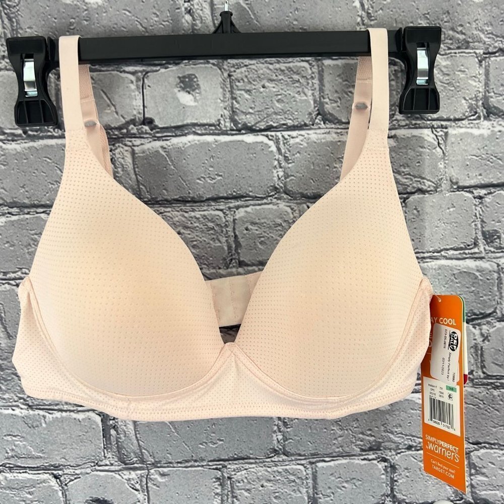 Simply Perfect by Warner's Women's Breathable Wirefree Bra 34B Rosewater Pink - Picture 1 of 4
